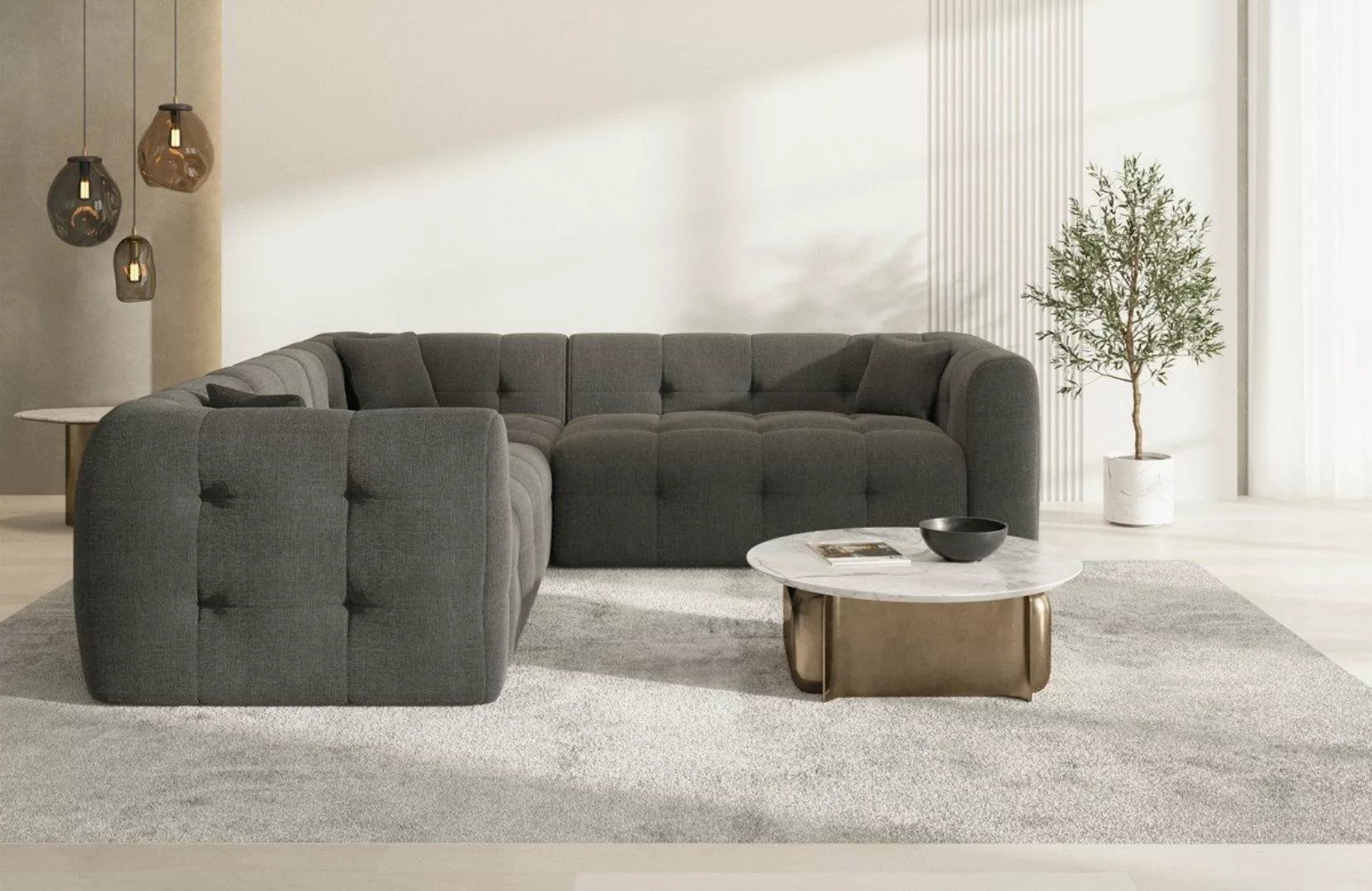 Sofa Dreams Ecksofa Sofa Polsterstoff Eckcouch Samt Lounge Couch Sevilla L günstig online kaufen