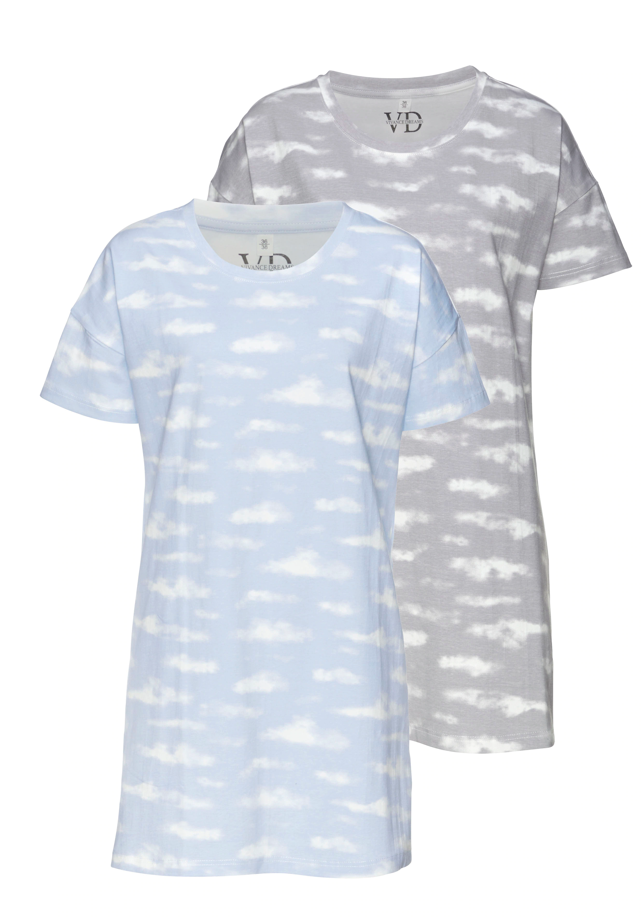 Vivance Dreams Sleepshirt, (2er-Pack), mit Wolkenmotiv günstig online kaufen