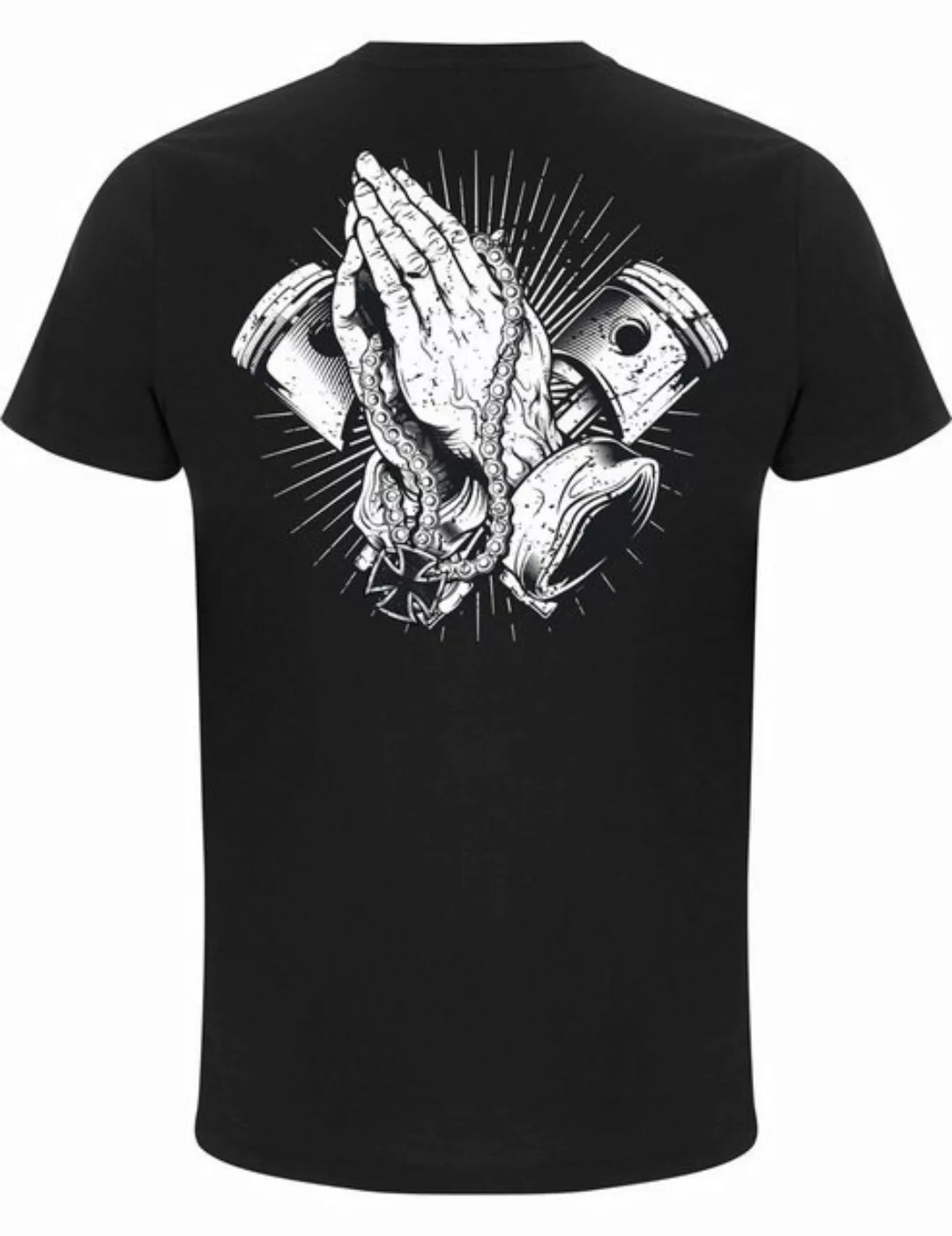 Baddery Print-Shirt Biker Shirt, "Biker Pray", Motorrad T-Shirt, hochwertig günstig online kaufen