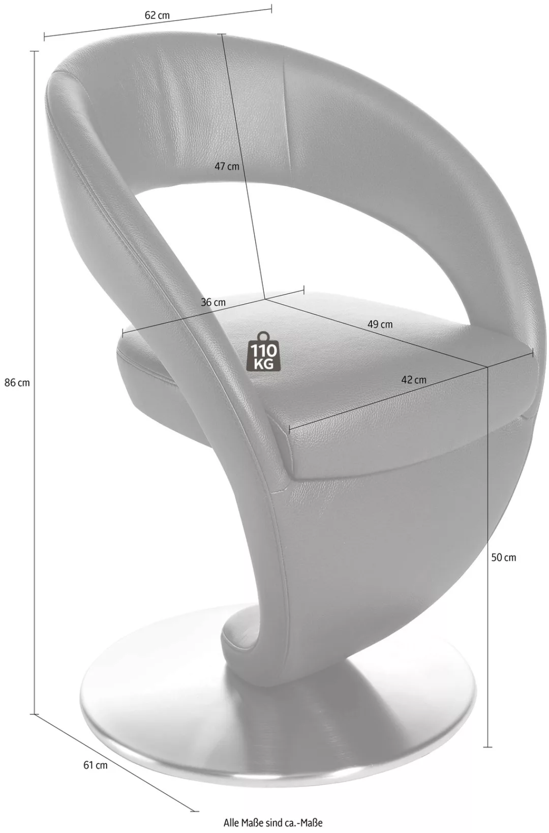 K+W Komfort & Wohnen Drehstuhl »Wave«, Design-Drehstuhl, schwarzer Drehtell günstig online kaufen