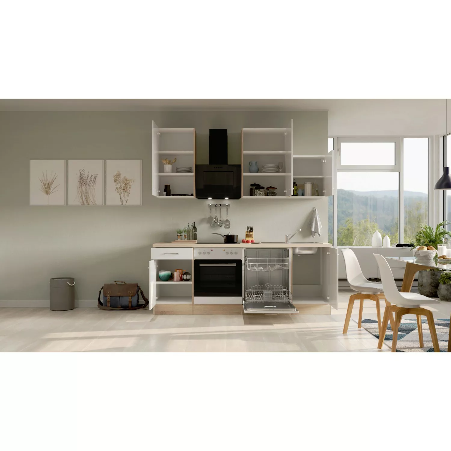 Flex-Well Küche "Florenz", mit E-Geräten, Breite 220 cm, in vielen Farbvari günstig online kaufen