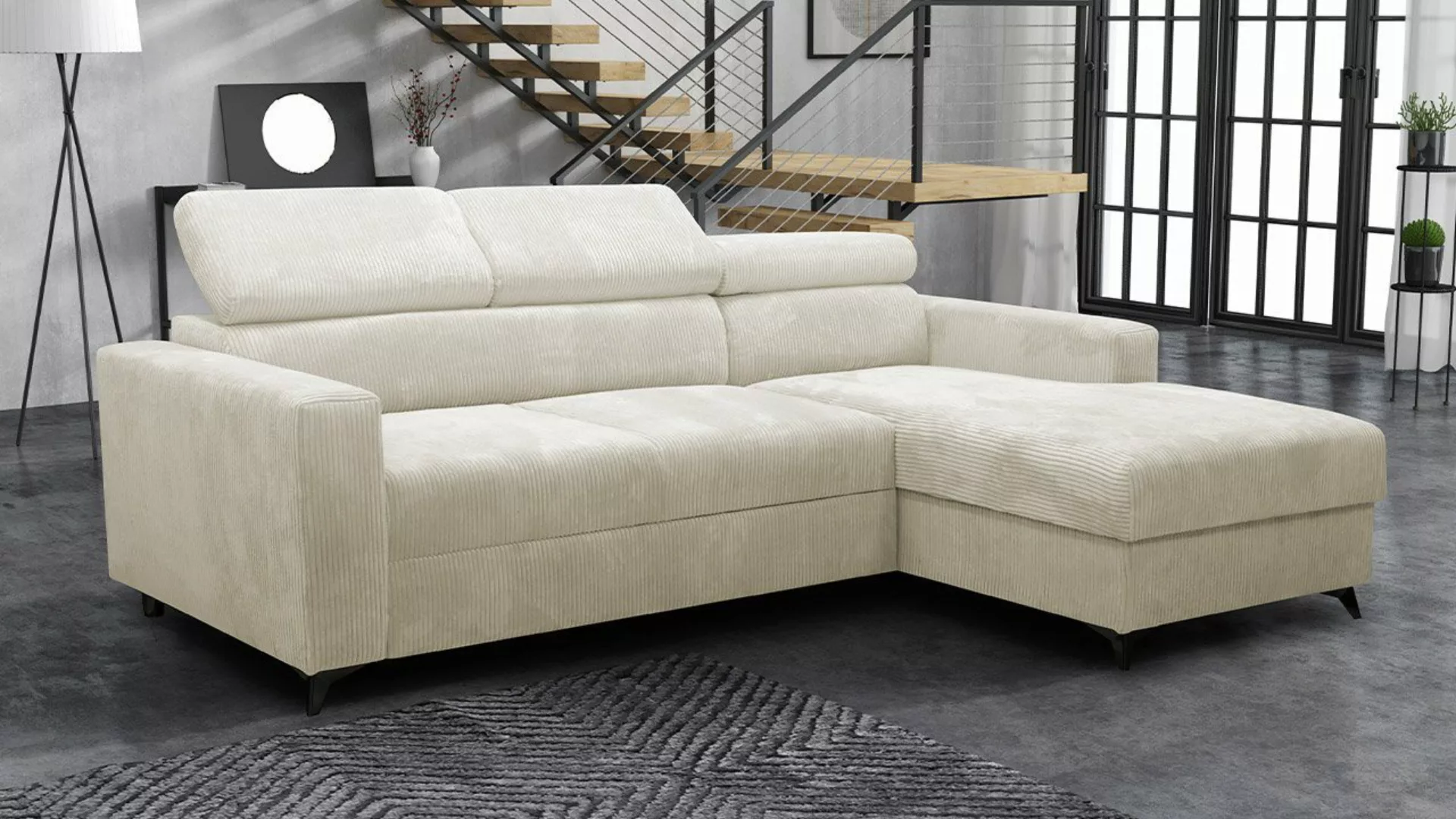 MIRJAN24 Ecksofa Milano Premium Cord, mit Bettkasten und Schlaffunktion, Ei günstig online kaufen