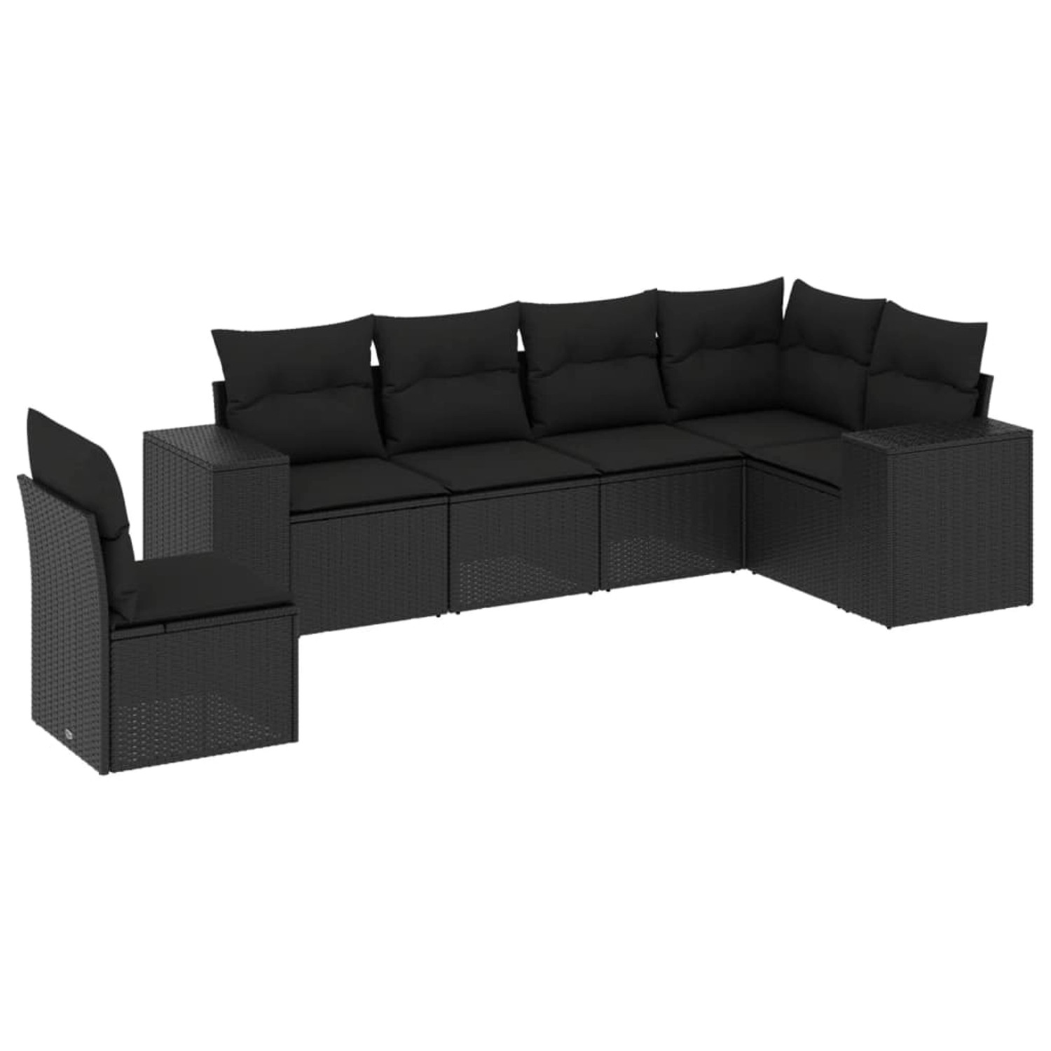 vidaXL 6-Tlg Garten-Sofagarnitur mit Kissen Schwarz Poly Rattan 3254962 günstig online kaufen