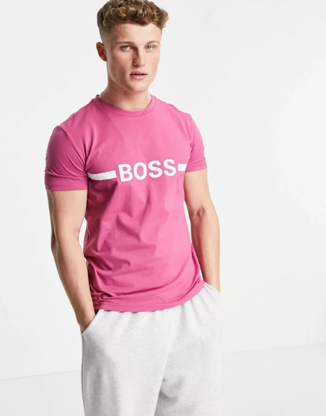 BOSS Bodywear – T-Shirt in Rosa günstig online kaufen