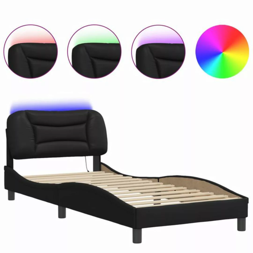 vidaXL Bett Bettgestell mit Kopfteil Schwarz 90x190 cm Kunstleder günstig online kaufen