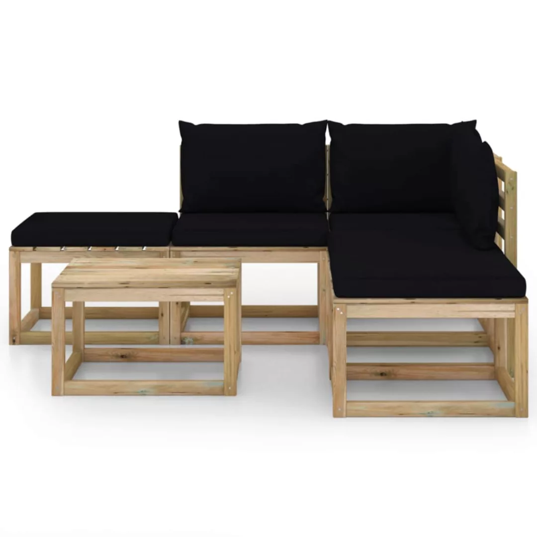 6-tlg. Garten-lounge-set Mit Schwarzen Kissen günstig online kaufen