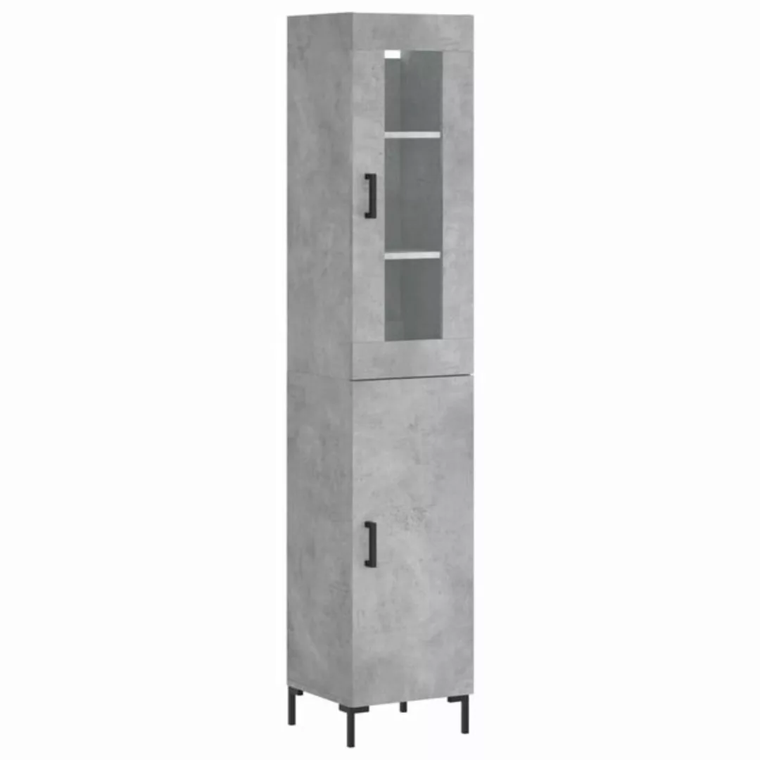 vidaXL Vitrine Highboard Betongrau 34,5x34x180 cm Spanplatte Glas Vitrine günstig online kaufen