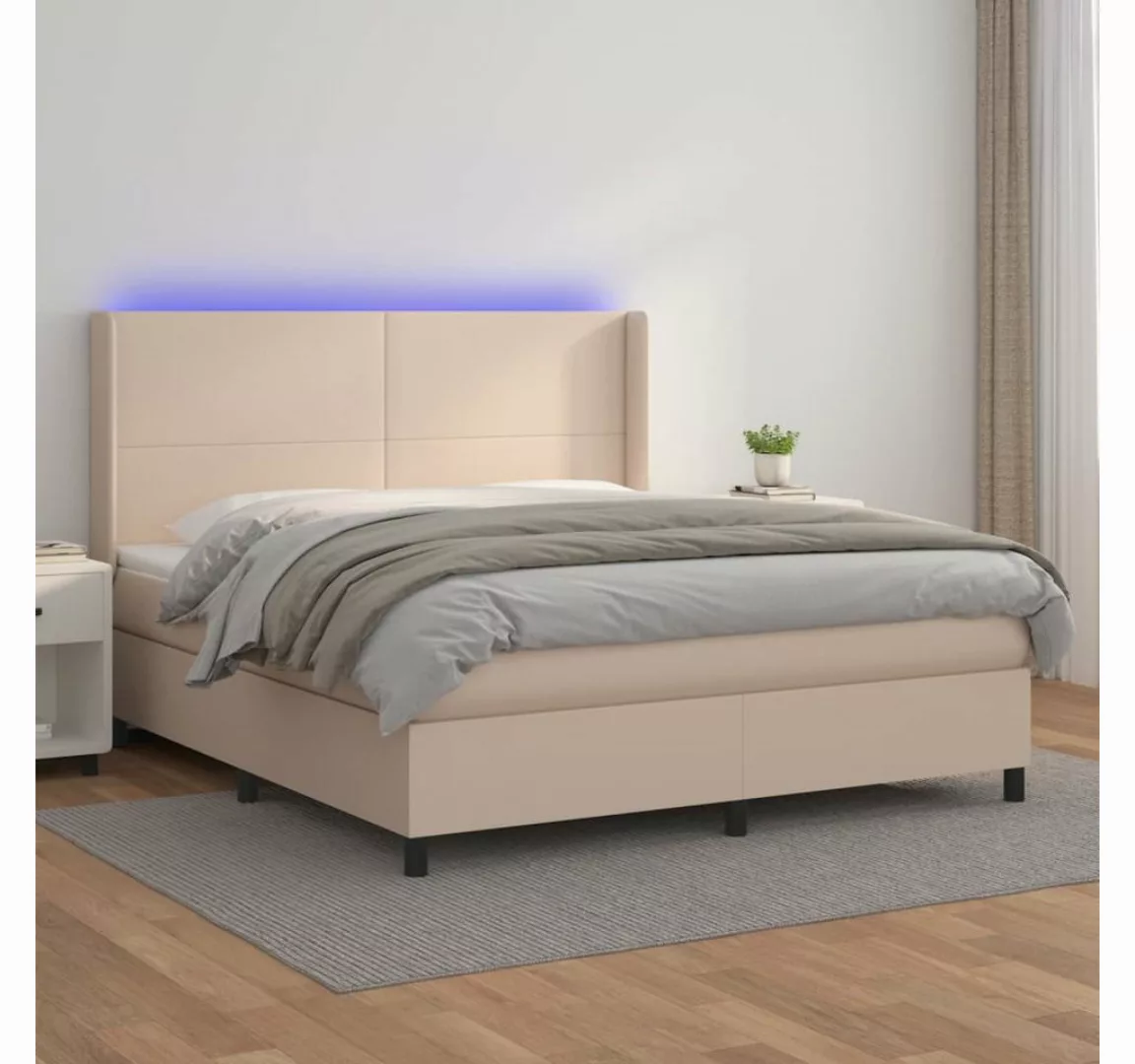 vidaXL Boxspringbett Boxspringbett mit Matratze und LED Kunstleder (160 x 2 günstig online kaufen