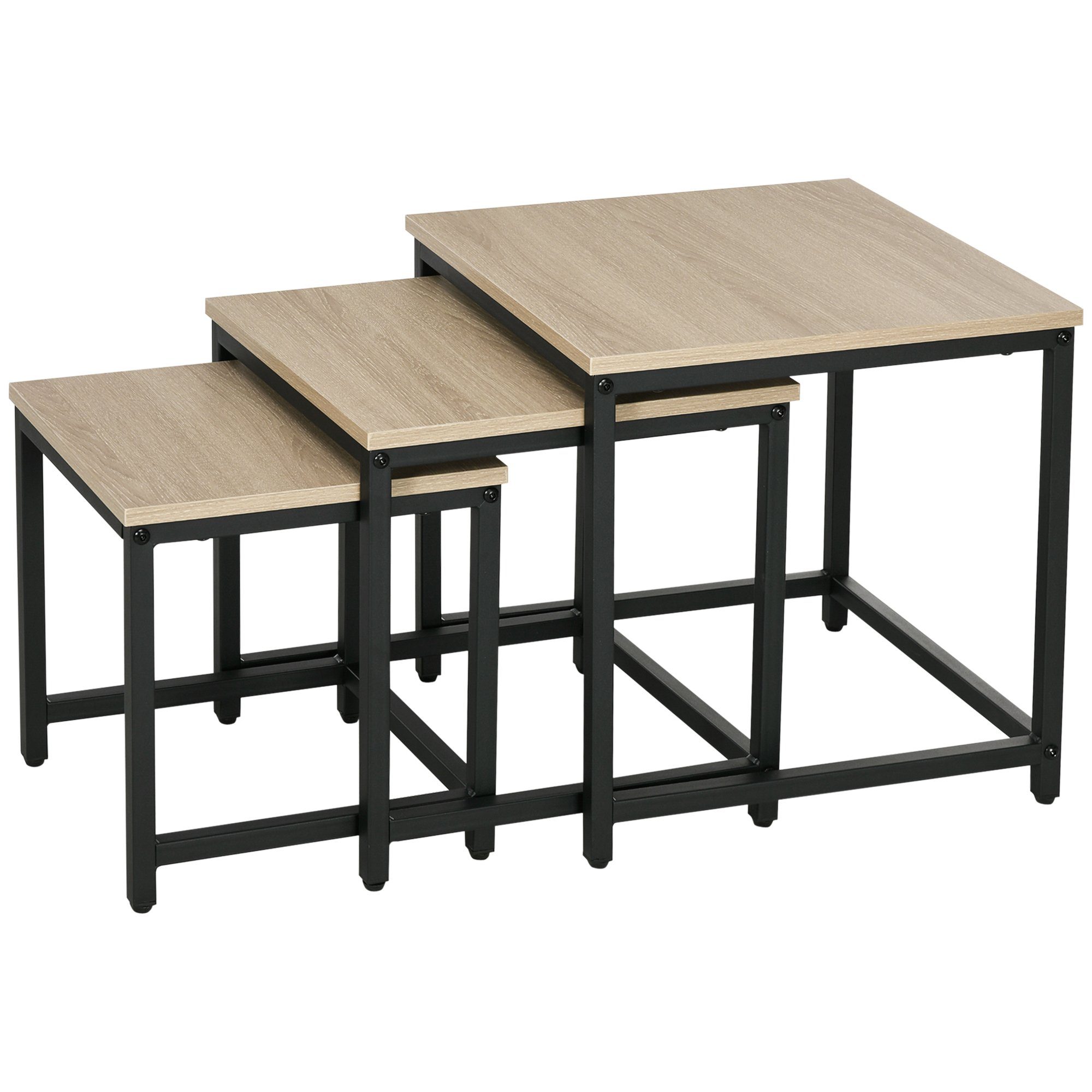 HOMCOM Couchtisch Satztisch mit Stahlrahmen im günstig online kaufen
