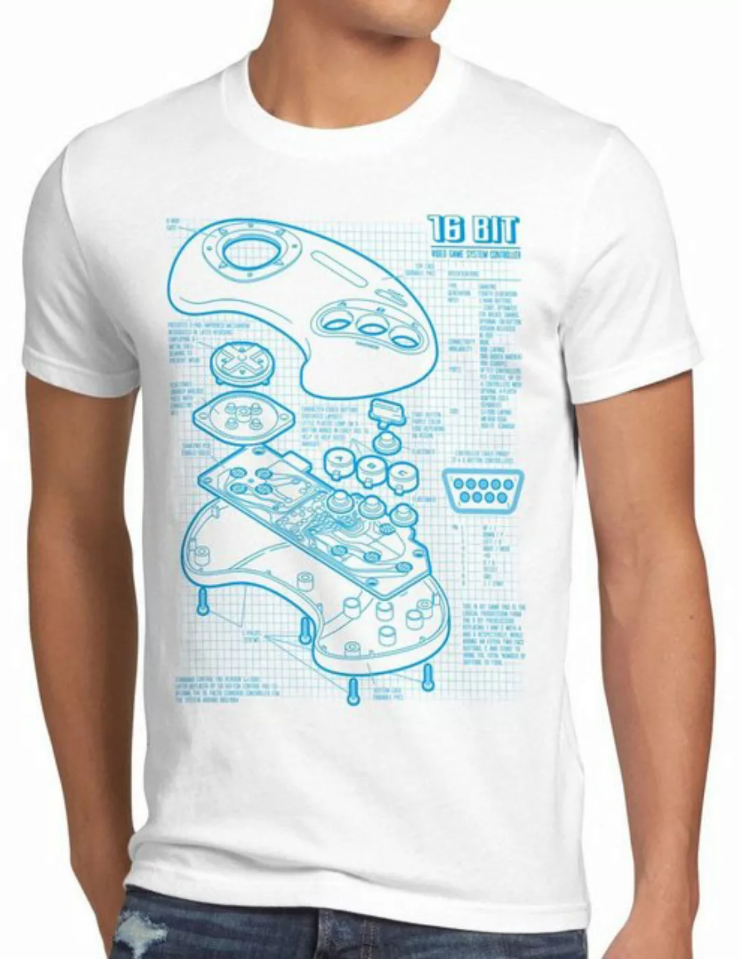 style3 Print-Shirt Herren T-Shirt Mega 16-Bit Konsole drive master gamer ge günstig online kaufen