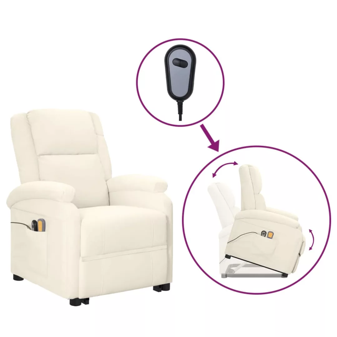 Vidaxl Elektrischer Massagesessel Mit Aufstehhilfe Creme Kunstleder günstig online kaufen