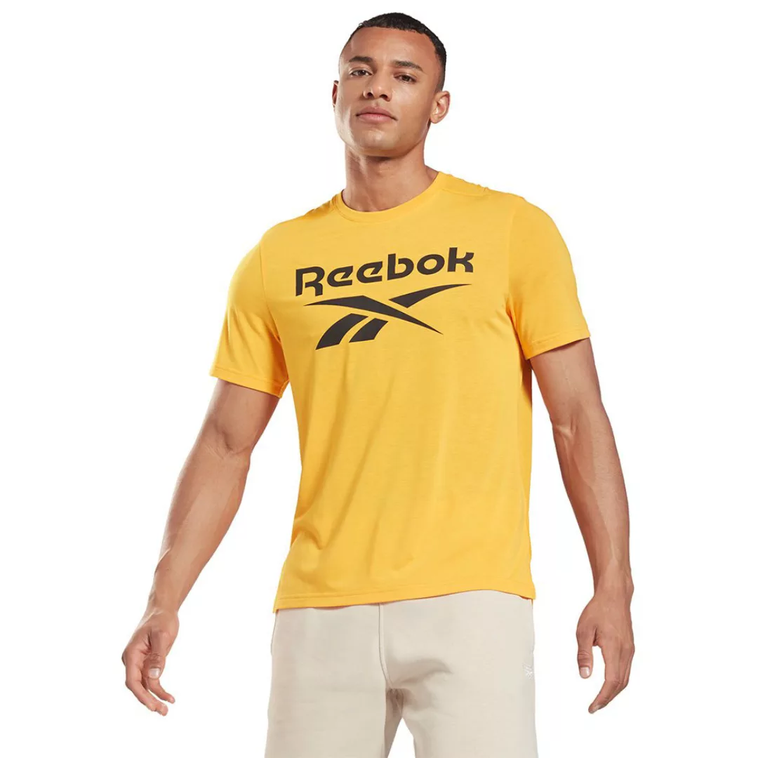Reebok – Training – T-Shirt mit großem Logo in Gelb-Goldfarben günstig online kaufen