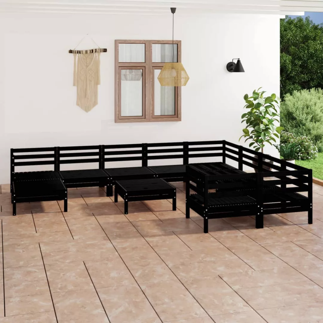 11-tlg. Garten-lounge-set Schwarz Massivholz Kiefer günstig online kaufen