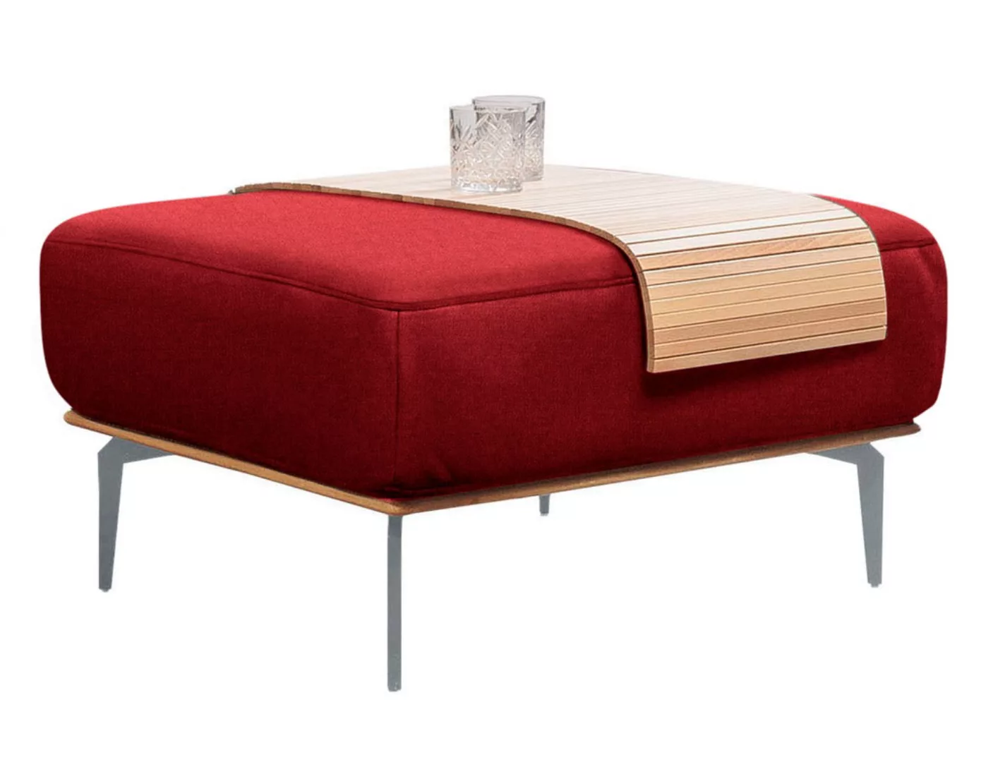 W.SCHILLIG Polsterhocker "run", mit elegantem Holzsockel, Füße in Silber ma günstig online kaufen