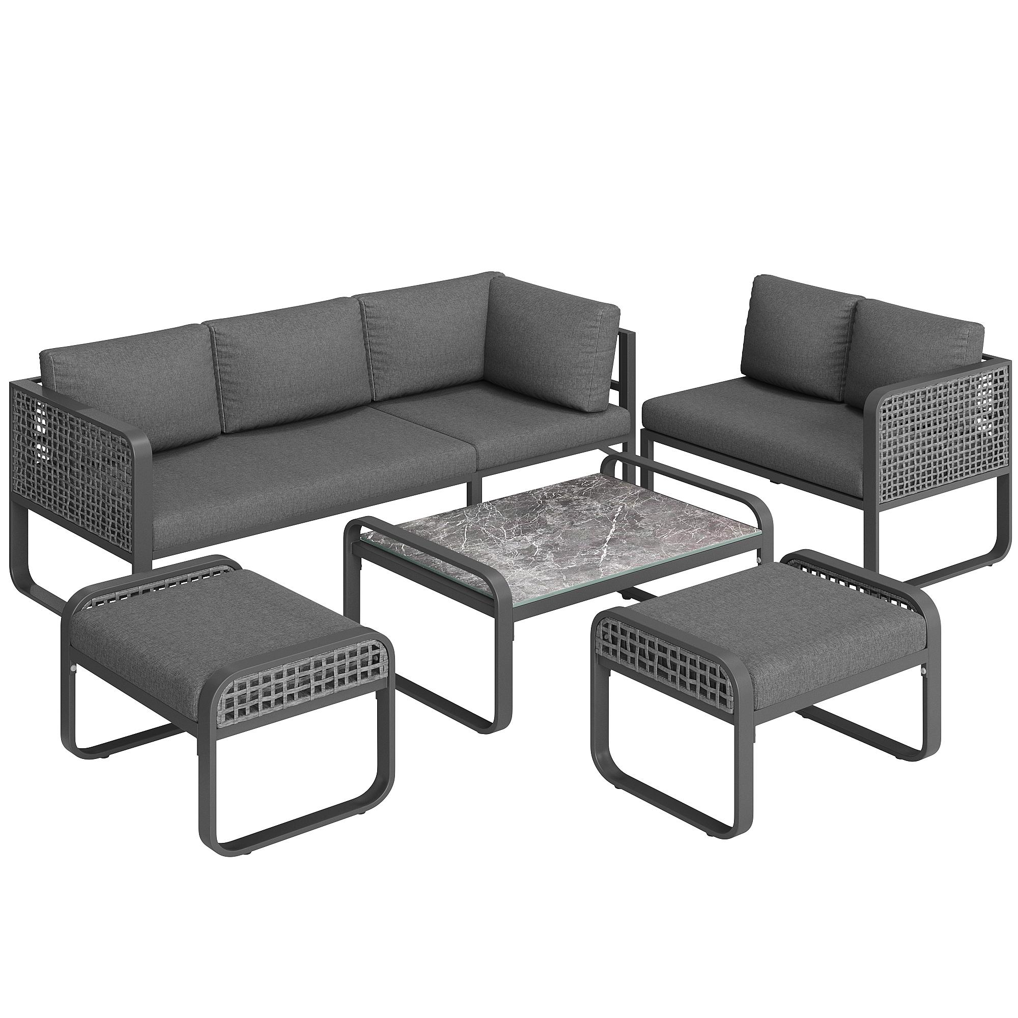 Loungemöbel Garten-Lounge-Sofa 120 cm Rattan-Möbel Set Moderner Garten-Tisc günstig online kaufen