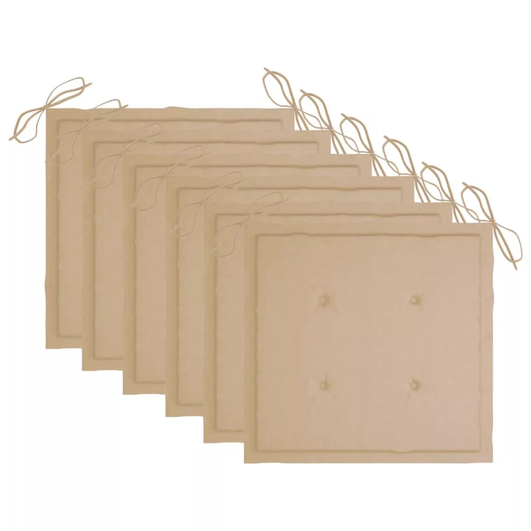 Gartenstuhl-sitzkissen 6 Stk. Beige 50x50x4 Cm Stoff günstig online kaufen