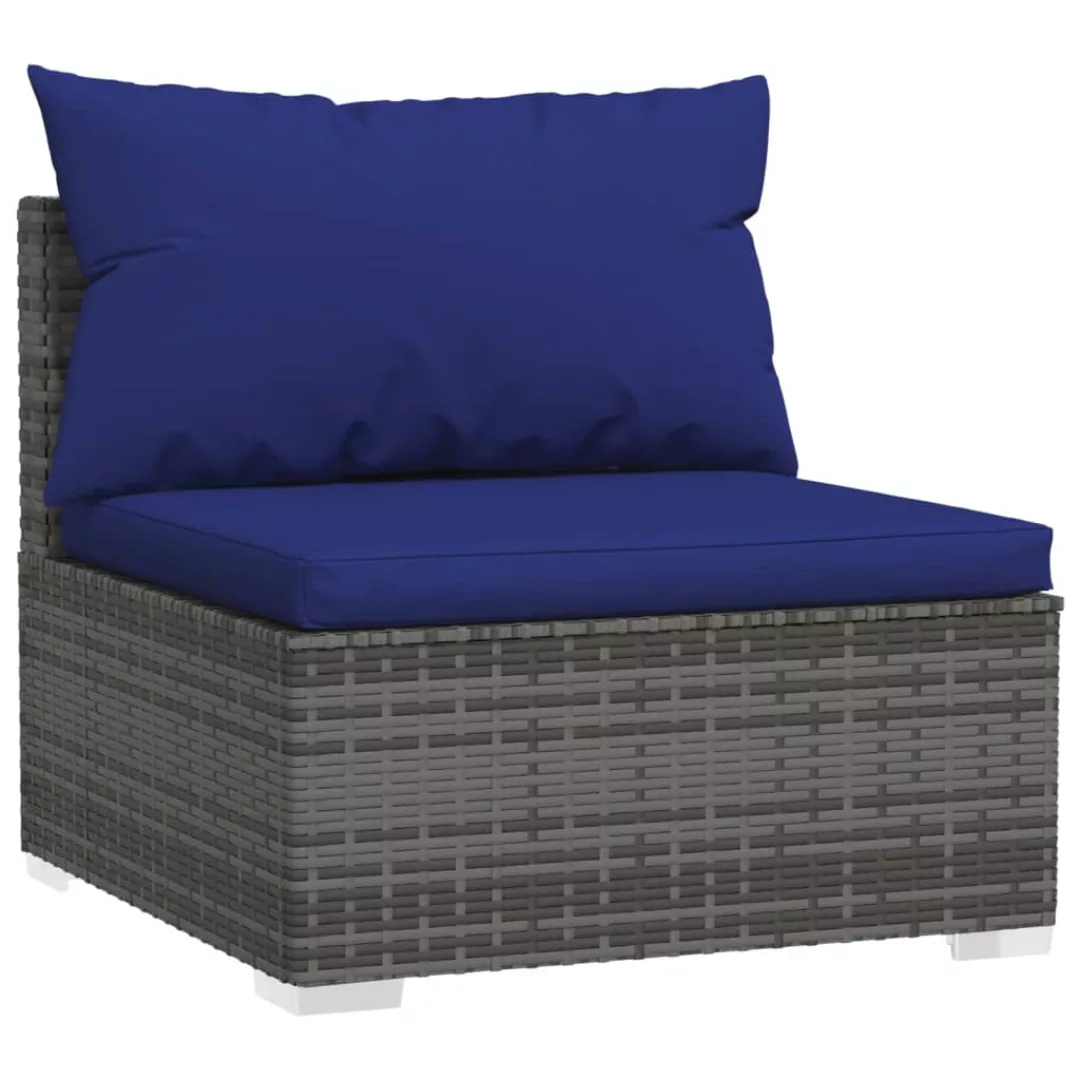 Vidaxl Garten-mittelsofa Mit Kissen Grau Poly Rattan günstig online kaufen