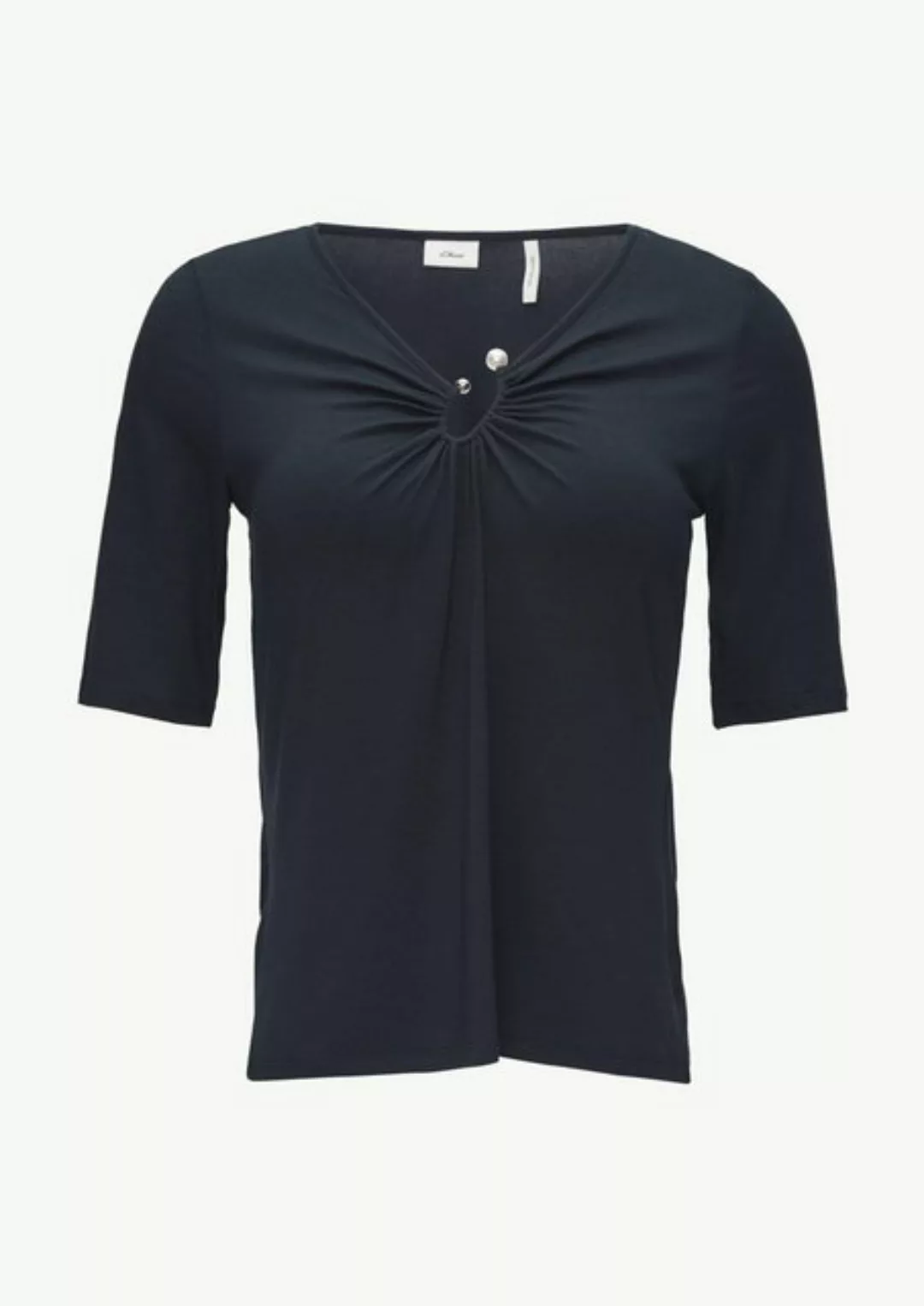 s.Oliver BLACK LABEL Kurzarmshirt T-Shirt mit Schmuckdetail Schmuck-Detail, günstig online kaufen