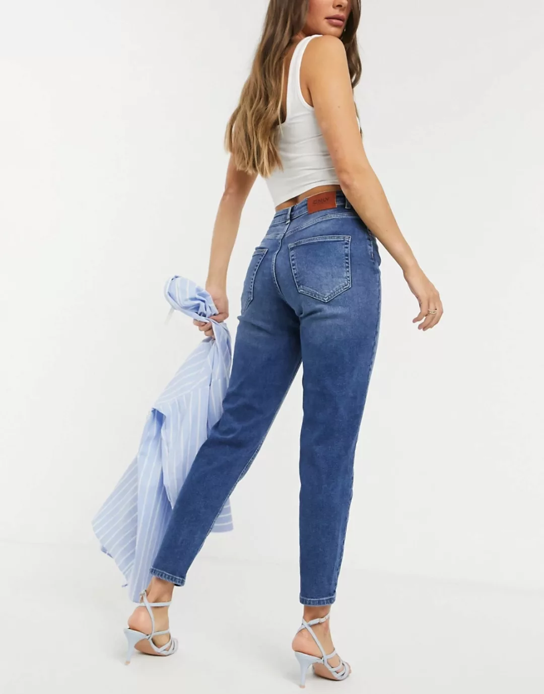Only Veneda Life Mom Jeans XL Dark Blue Denim günstig online kaufen