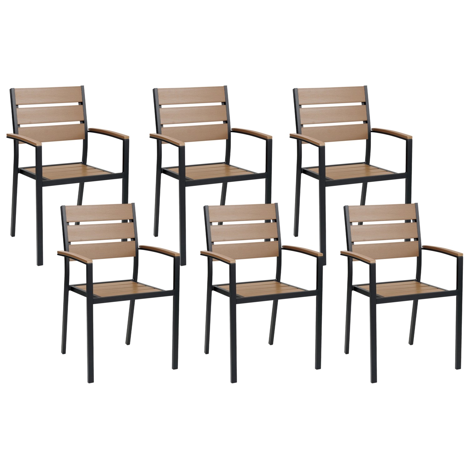 Beliani Gartenstuhl Heller Holzfarbton Schwarz 57x54x88 günstig online kaufen