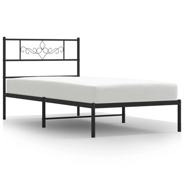 vidaXL Bettgestell Bettrahmen mit Kopfteil Metall Schwarz 80x200 cm Bett Be günstig online kaufen