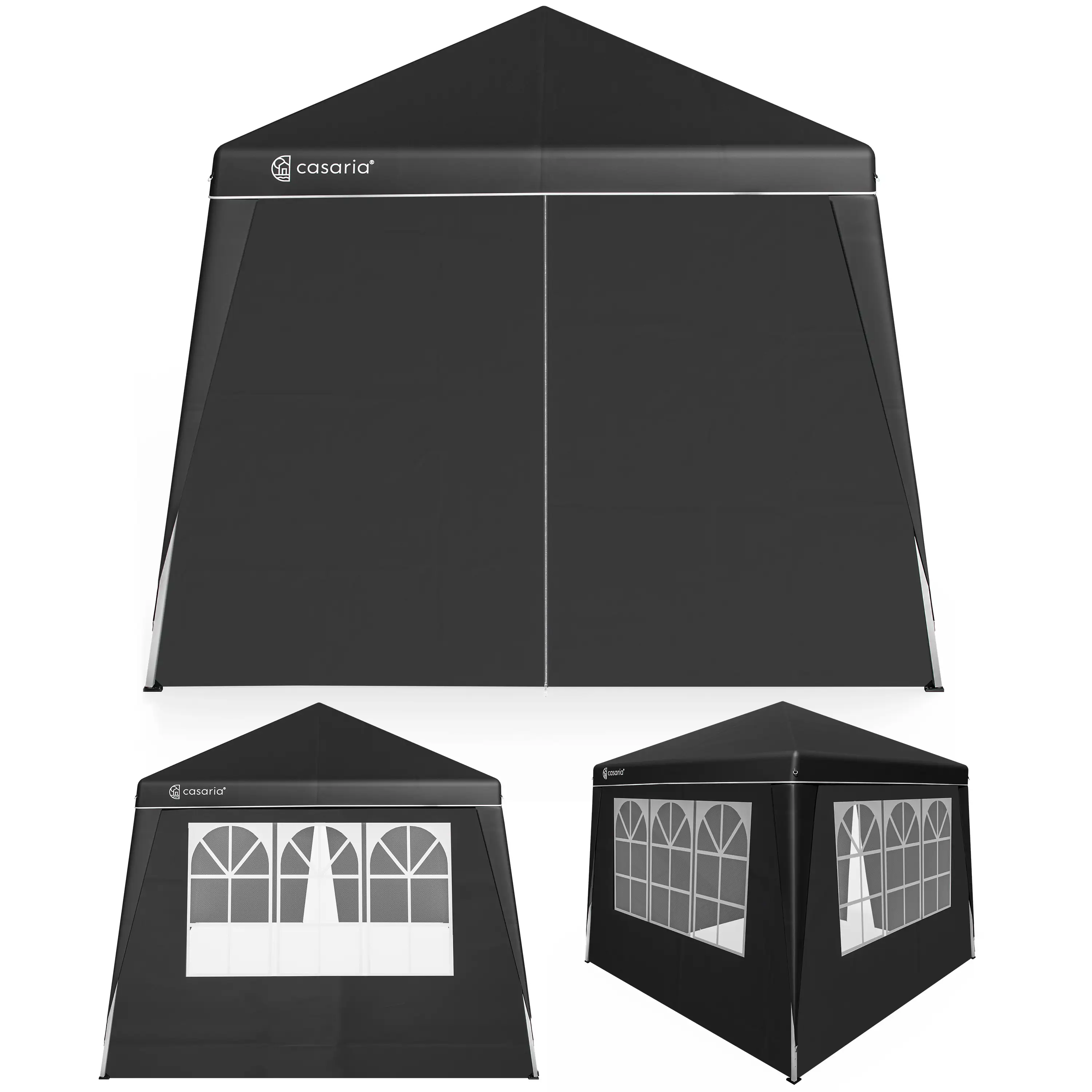 Faltpavillon Capri Schwarz 3x3m inkl. 4 Seitenwänden günstig online kaufen