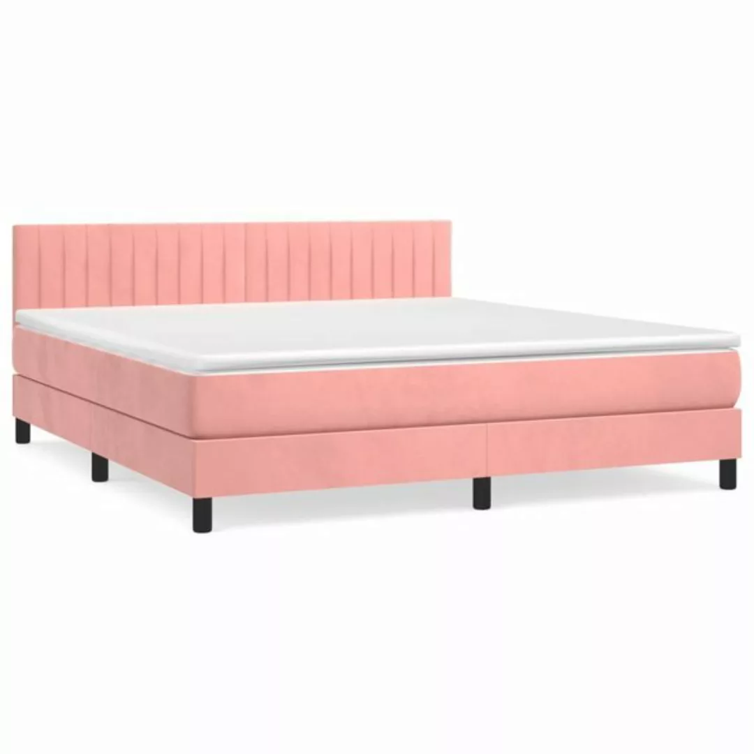 vidaXL Bettgestell Boxspringbett mit Matratze Rosa 180x200 cm Samt Bett Bet günstig online kaufen