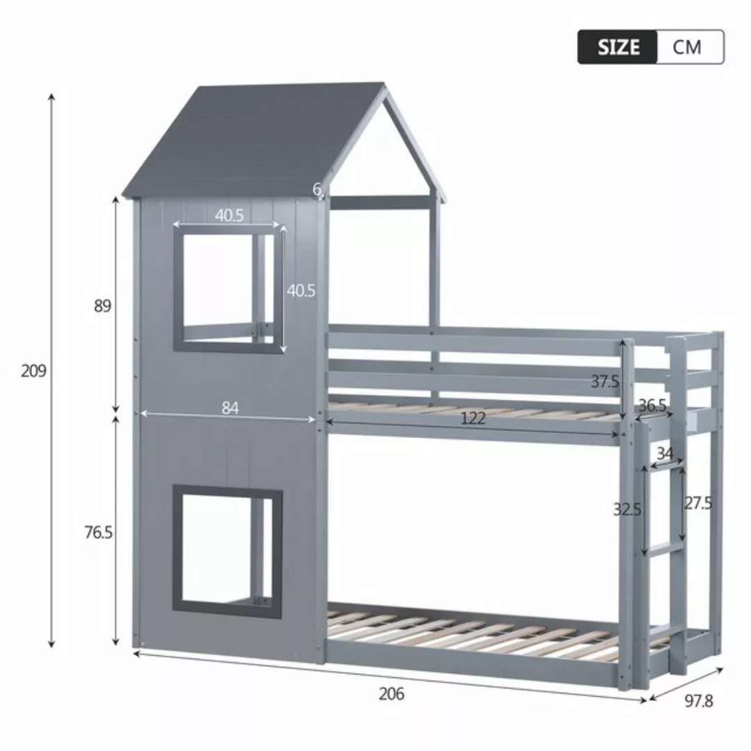 KoDise Kinderbett 90×200cm Etagenbett Holzbett mit Leiter & Baldachin, mass günstig online kaufen