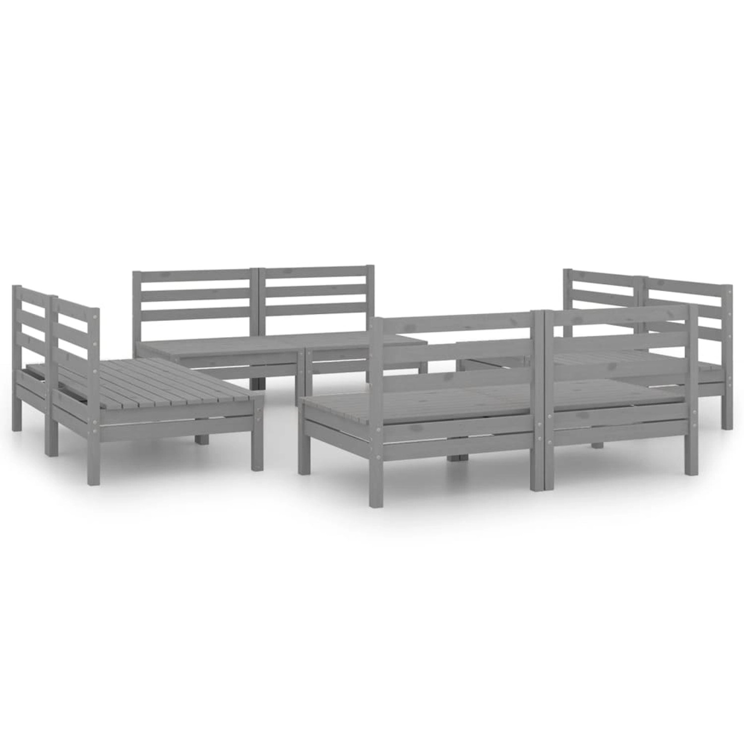 8-tlg. Garten-lounge-set Grau Kiefer Massivholz günstig online kaufen