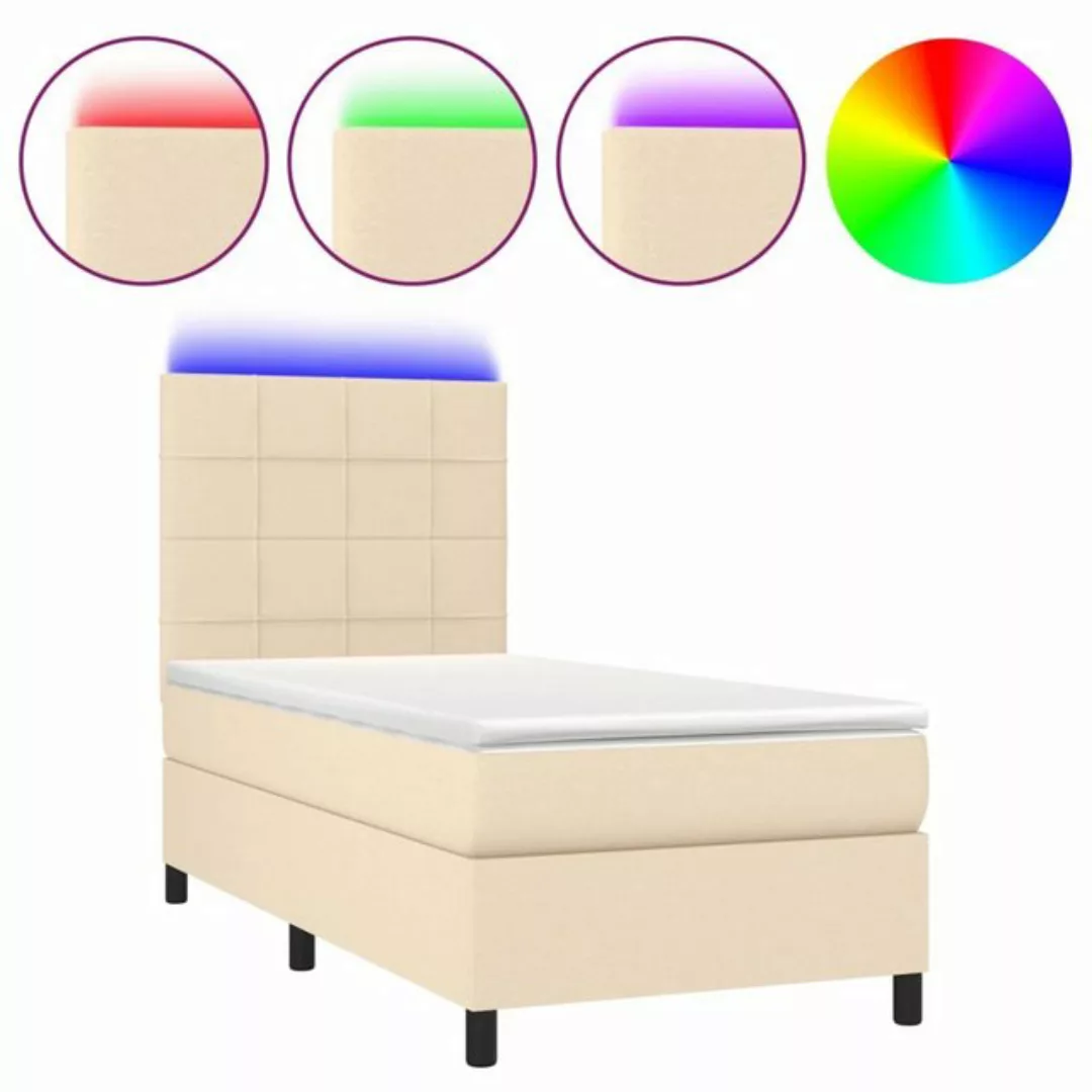 vidaXL Boxspringbett Boxspringbett mit Matratze LED Creme 80x200 cm Stoff B günstig online kaufen