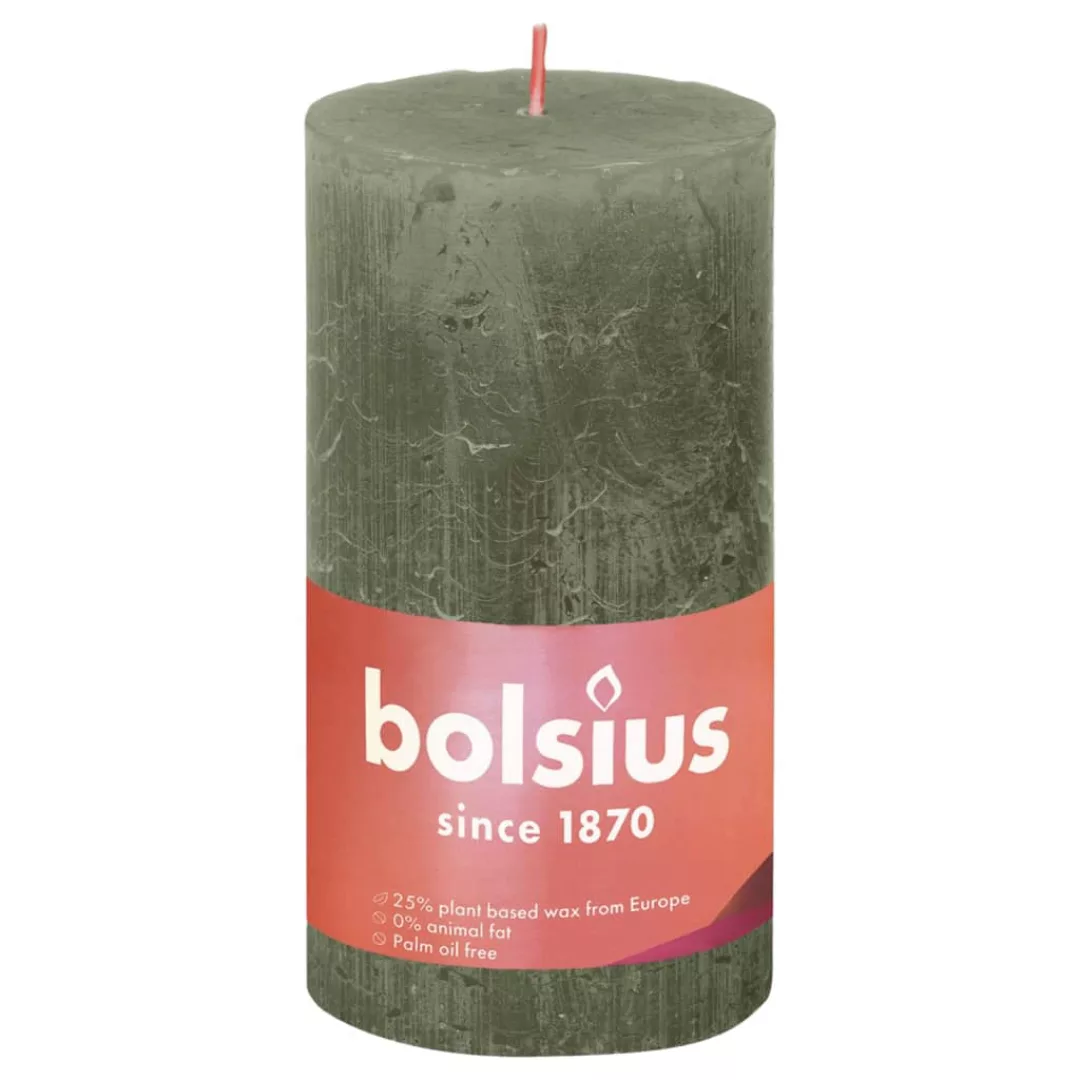 Bolsius Rustikale Stumpenkerzen Shine 4 Stk. 130x68 Mm Olivgrün günstig online kaufen