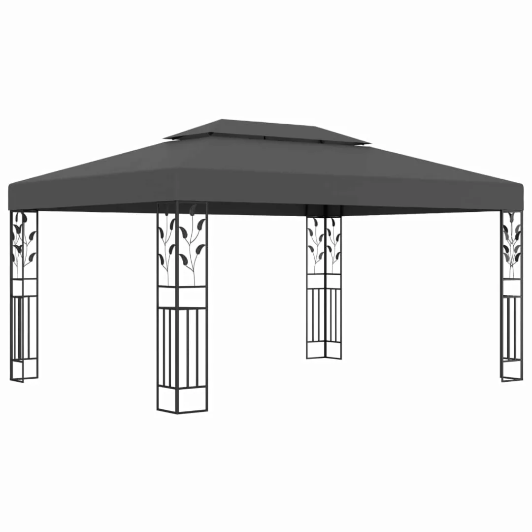 Pavillon Mit Doppeldach Und Lichterketten 3x4 M Anthrazit günstig online kaufen