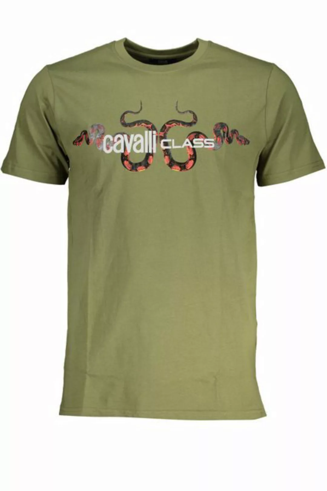 Cavalli Class T-Shirt Herren Kurzarm T-Shirt Grün mit Druck & Rundhals günstig online kaufen