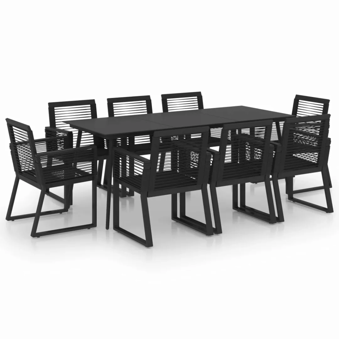 9-tlg. Garten-essgruppe Pvc Rattan Schwarz günstig online kaufen