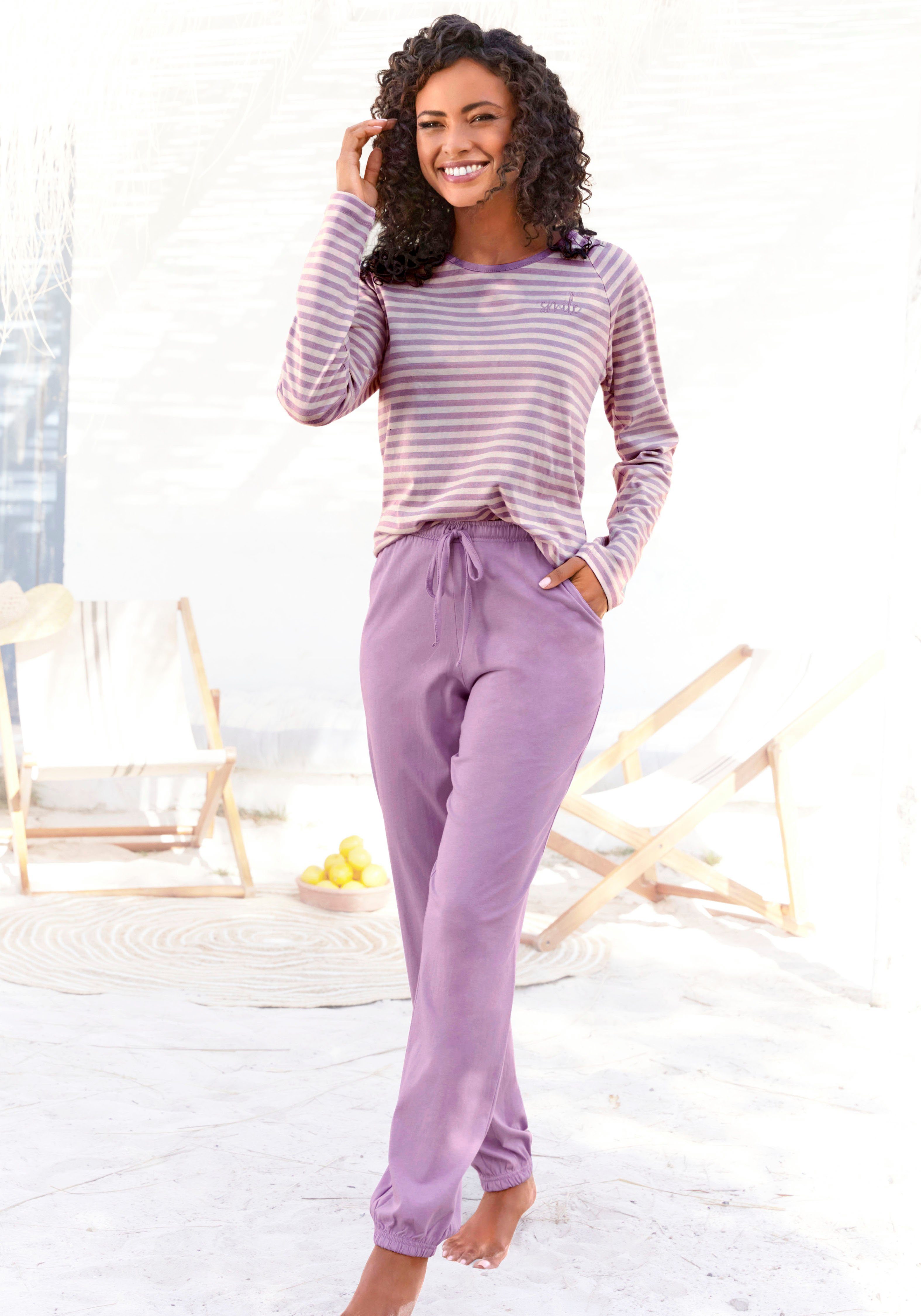 Vivance Dreams Pyjama, mit garngefärbten Streifen günstig online kaufen