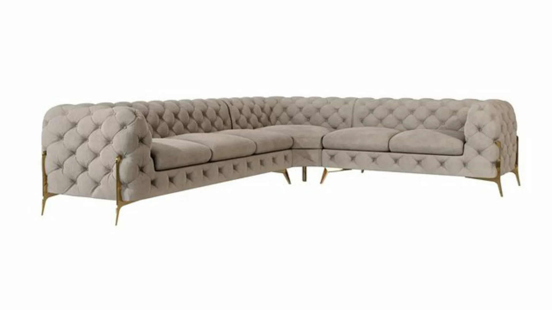 S-Style Möbel Ecksofa Chesterfield Ashley mit Goldene Metall Füßen, Die Eck günstig online kaufen