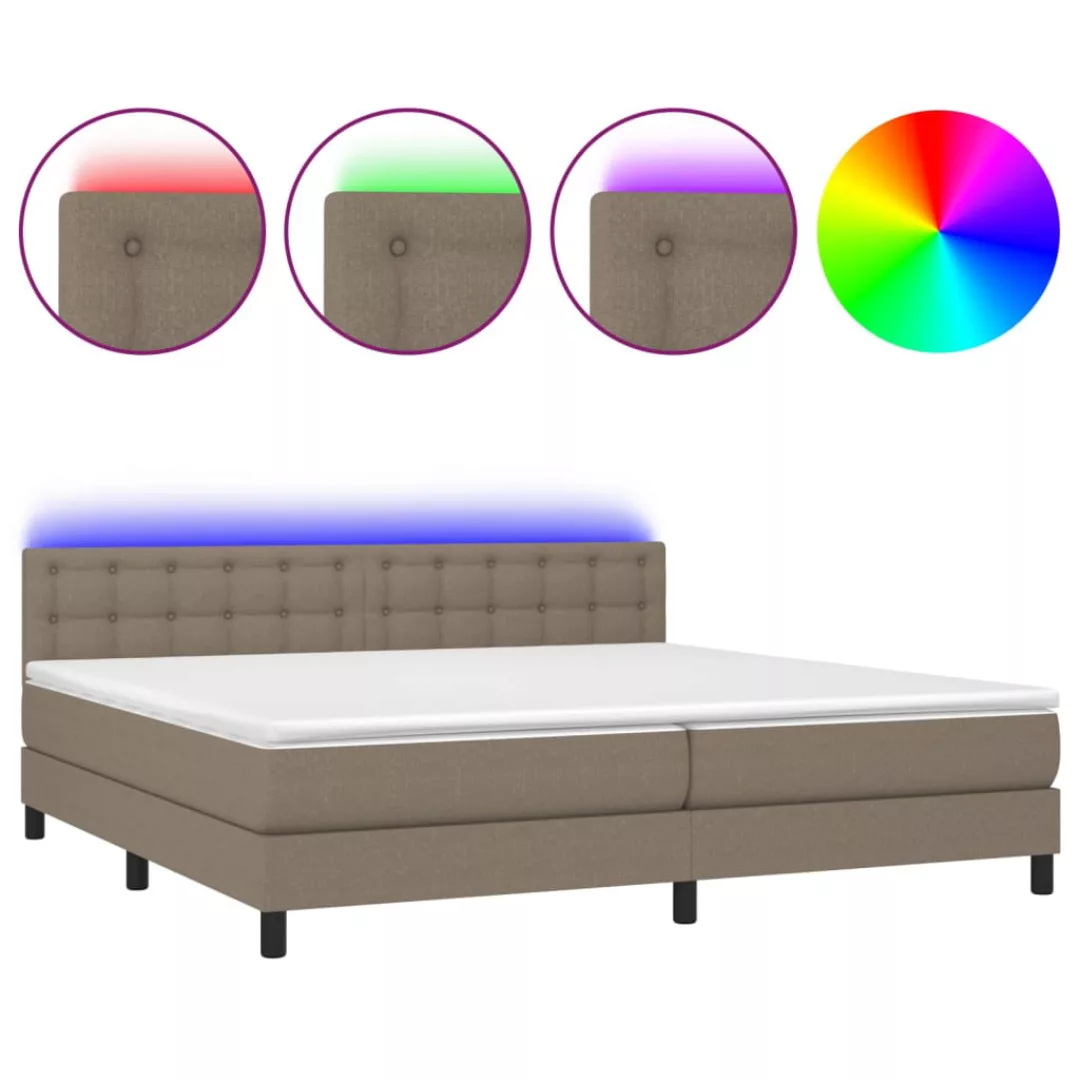Vidaxl Boxspringbett Mit Matratze & Led Taupe 200x200 Cm Stoff günstig online kaufen