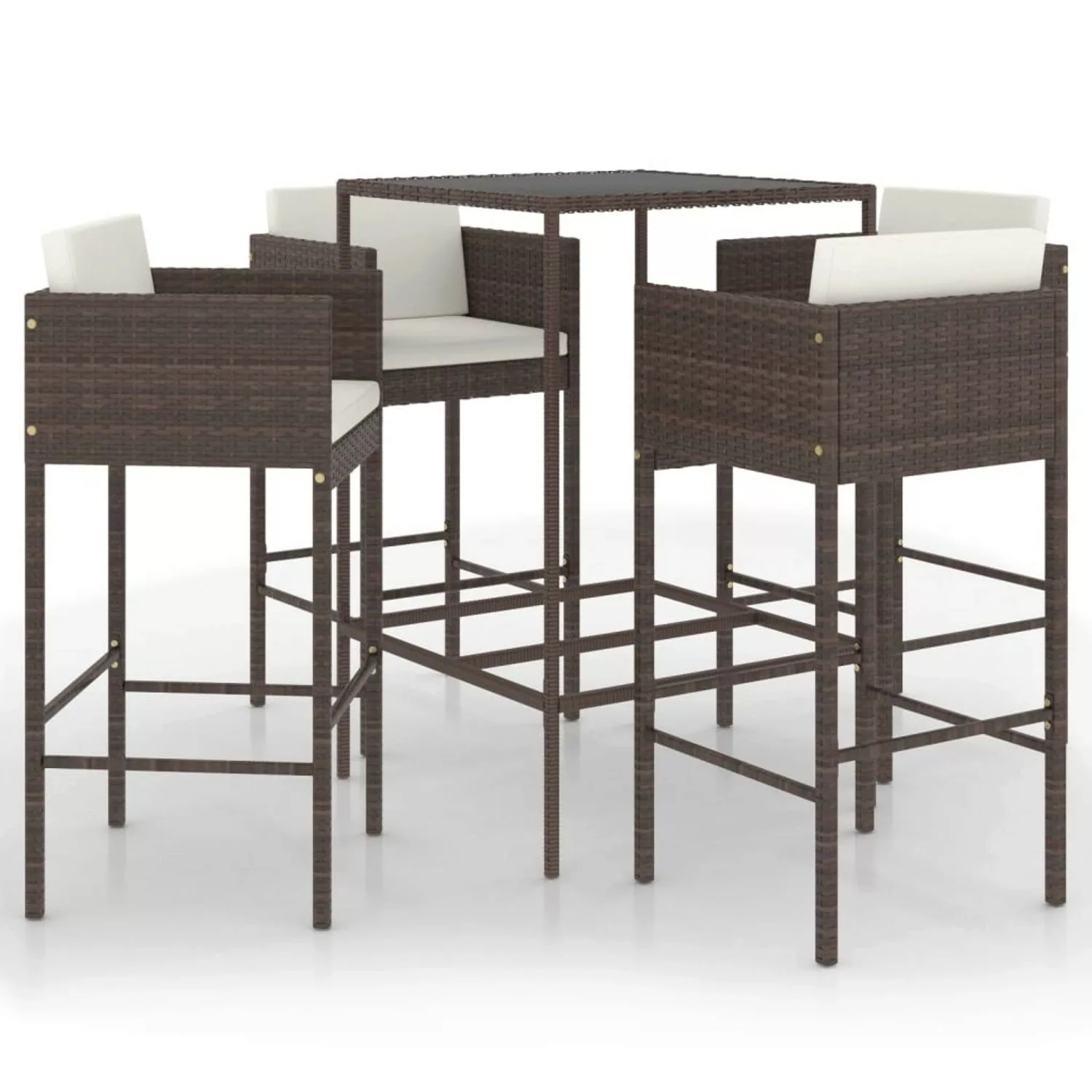 5-tlg. Gartenbar-set Mit Kissen Poly Rattan Braun günstig online kaufen