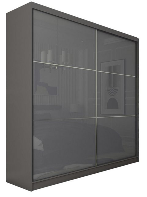 Compleo Schwebetürenschrank CINZIA, Schrank mit Lacobel Glas (200 cm, mit o günstig online kaufen