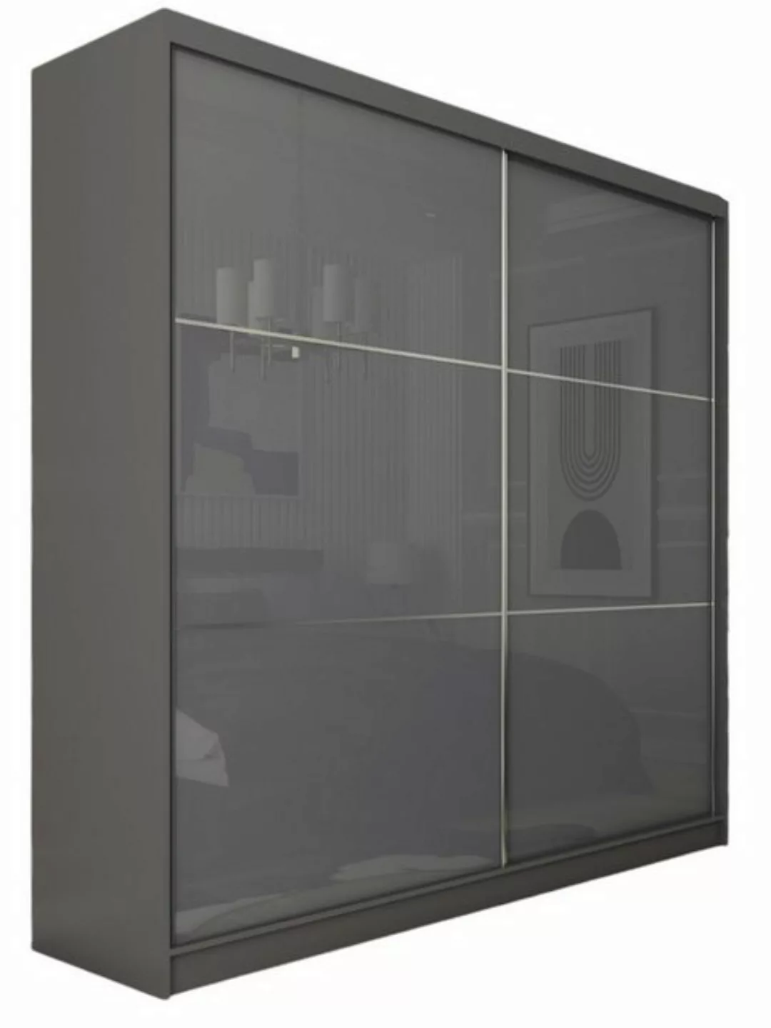 Compleo Schwebetürenschrank CINZIA, Schrank mit Lacobel Glas (200 cm, mit o günstig online kaufen