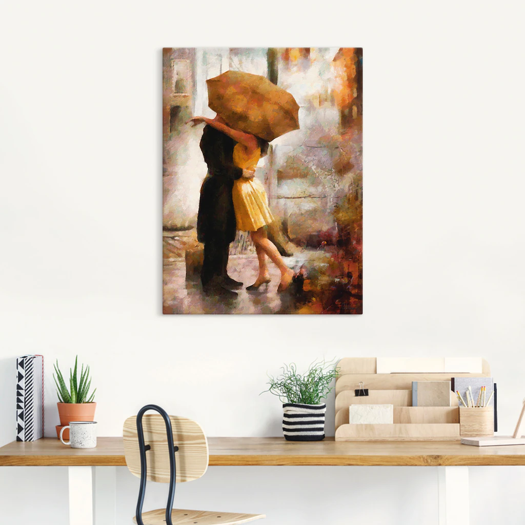 Artland Wandbild »Kuss unter Regenschirm«, Bilder von Liebespaaren, (1 St.) günstig online kaufen