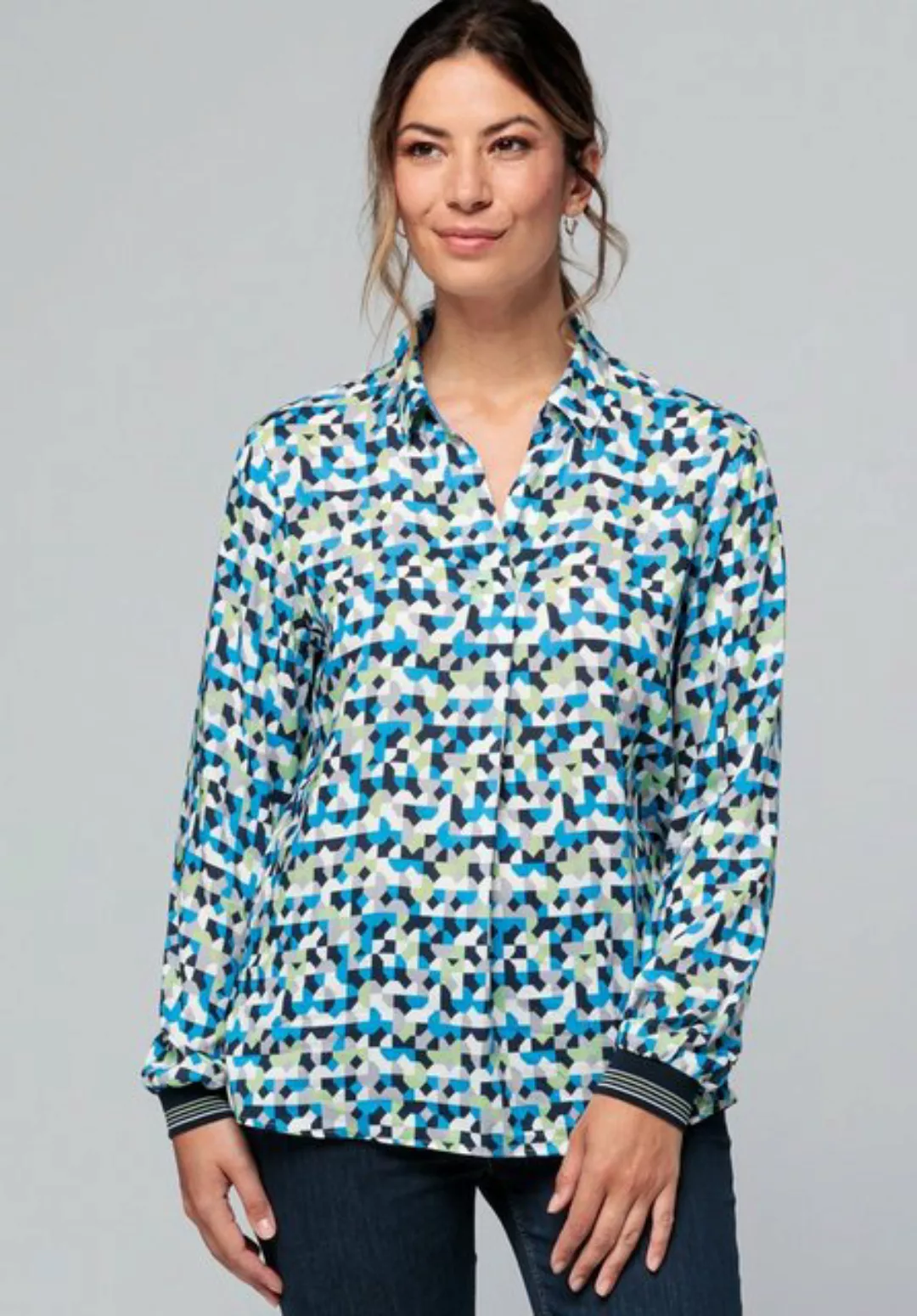 bianca Druckbluse ALIDA mit Hemdkragen in modernem Allover-Print günstig online kaufen