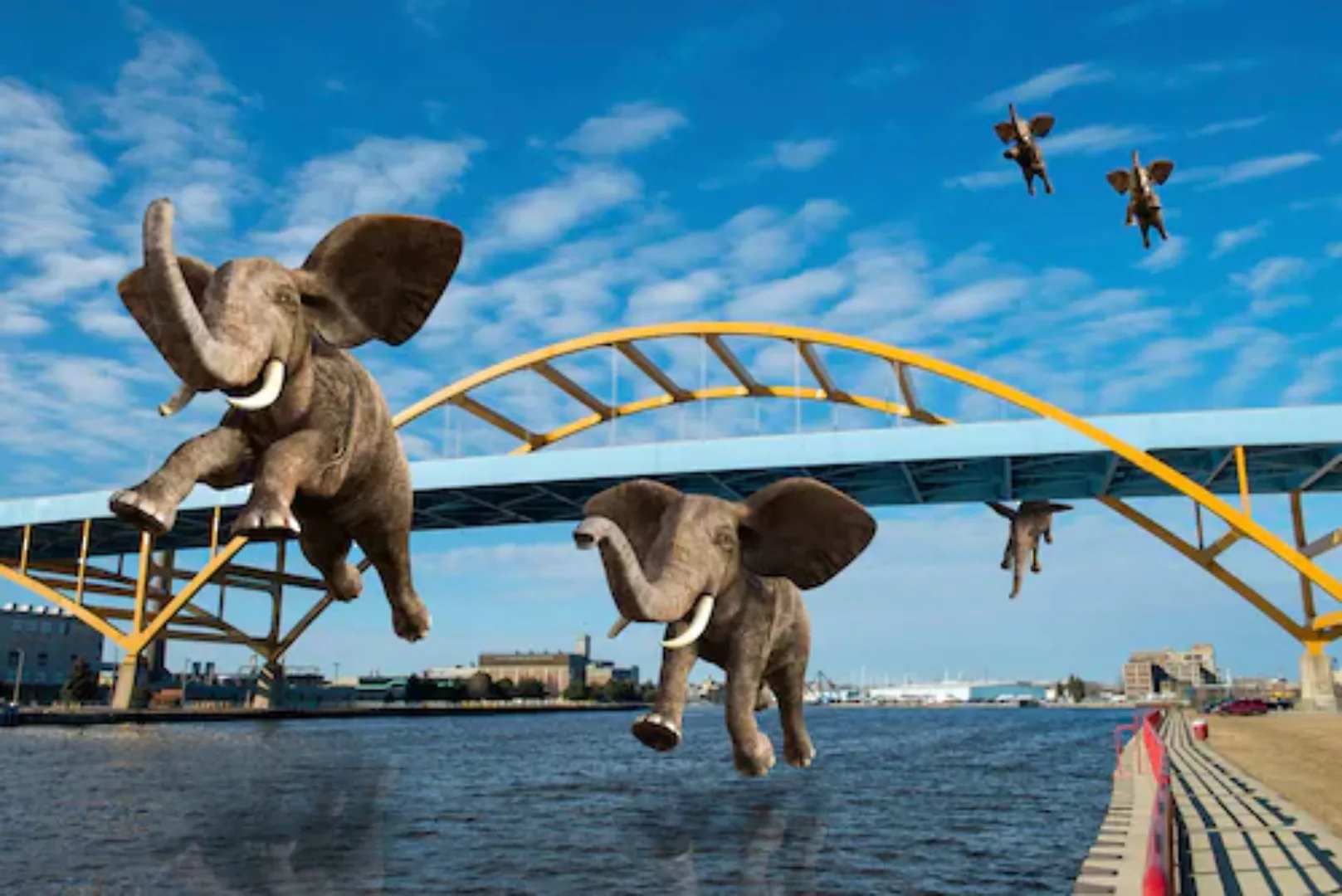 Papermoon Fototapete »Surreale fliegende Elefanten« günstig online kaufen