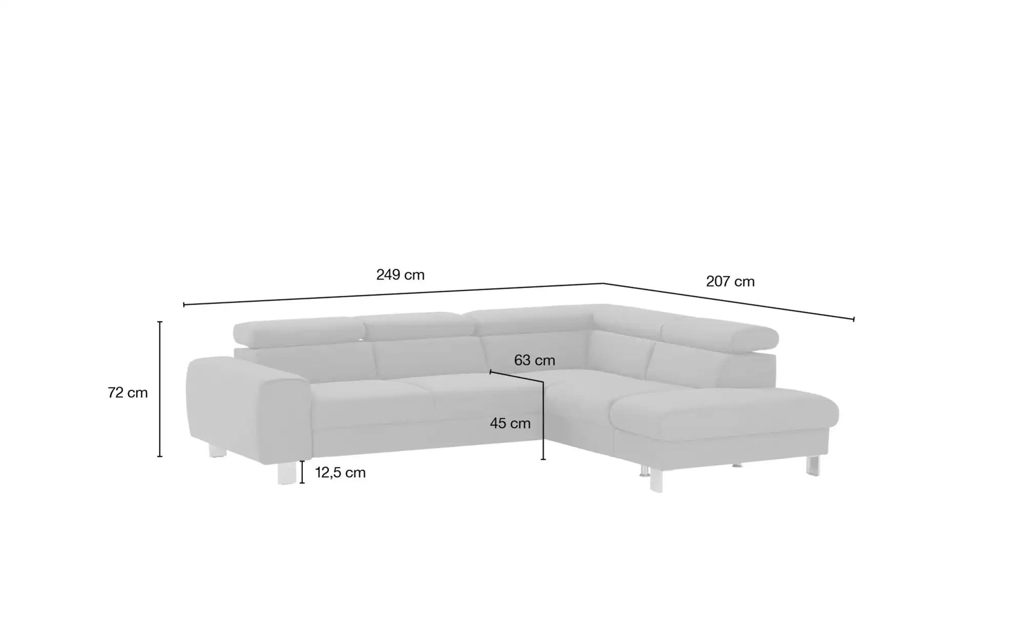 uno Ecksofa  Los Angeles ¦ beige ¦ Maße (cm): B: 249 H: 72 T: 207 Polstermö günstig online kaufen