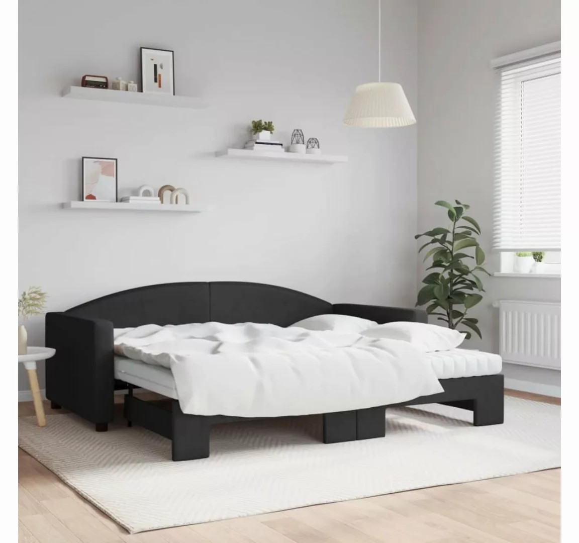 vidaXL Gästebett Gästebett Tagesbett Ausziehbar mit Matratzen Schwarz 90x19 günstig online kaufen