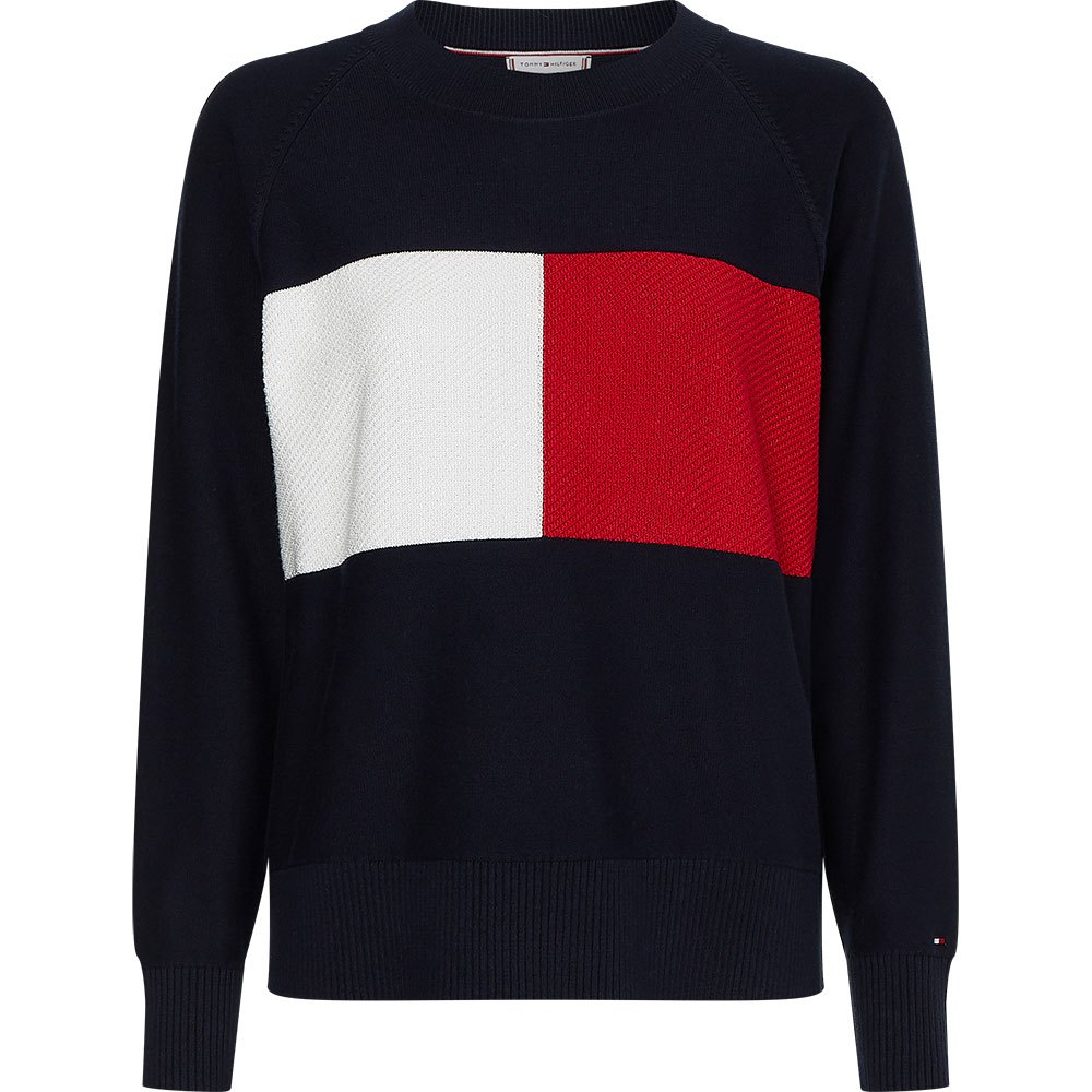 Tommy Hilfiger Org Co Regular Flag Rundhalsausschnitt Sweater S Desert Sky günstig online kaufen