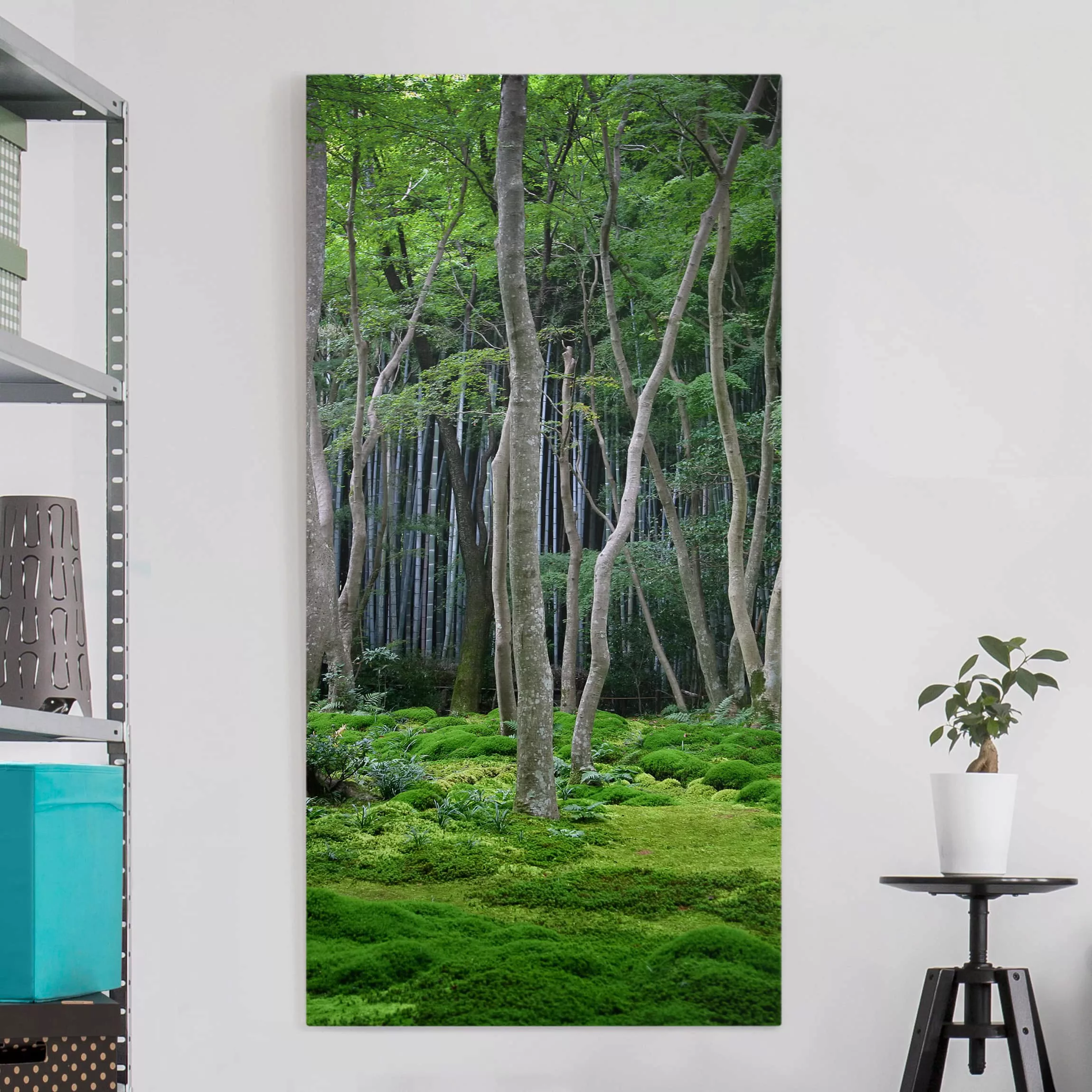 Leinwandbild Wald - Hochformat Japanischer Wald günstig online kaufen