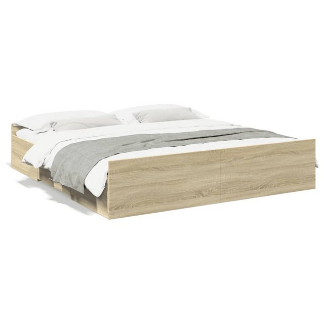 vidaXL Bett Bettgestell mit Schubladen Sonoma-Eiche 200x200cm Holzwerkstoff günstig online kaufen