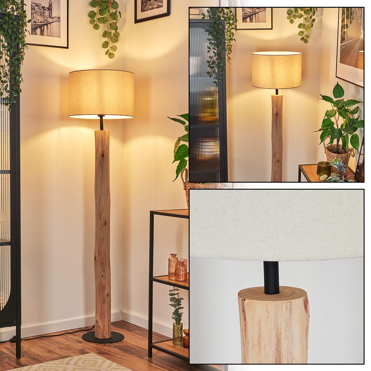 hofstein Stehlampe Stehlampe aus Holz/Metall im günstig online kaufen