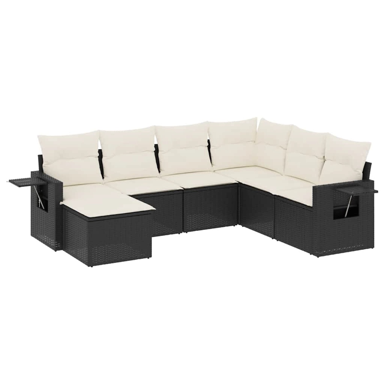 vidaXL 7-Tlg Garten-Sofagarnitur mit Kissen Schwarz Poly Rattan 3252833 günstig online kaufen